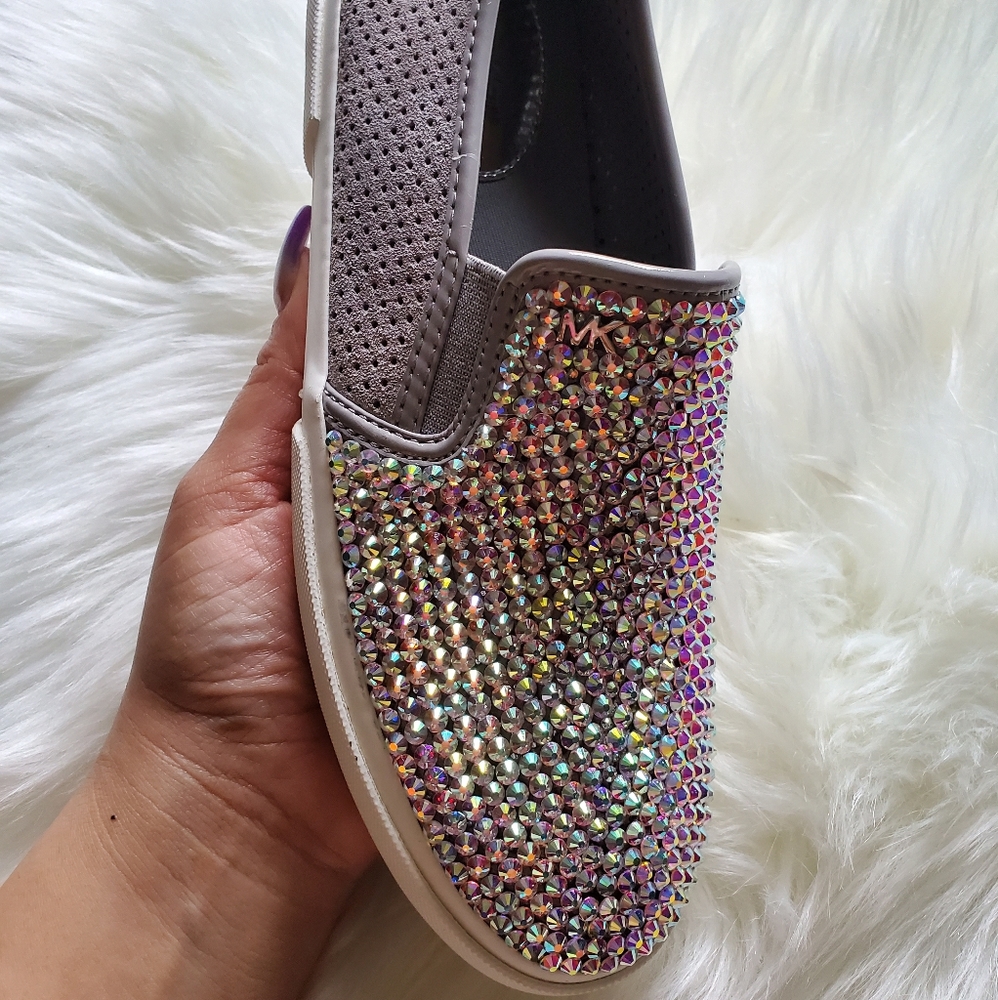 Grey Mk blinged sneakers